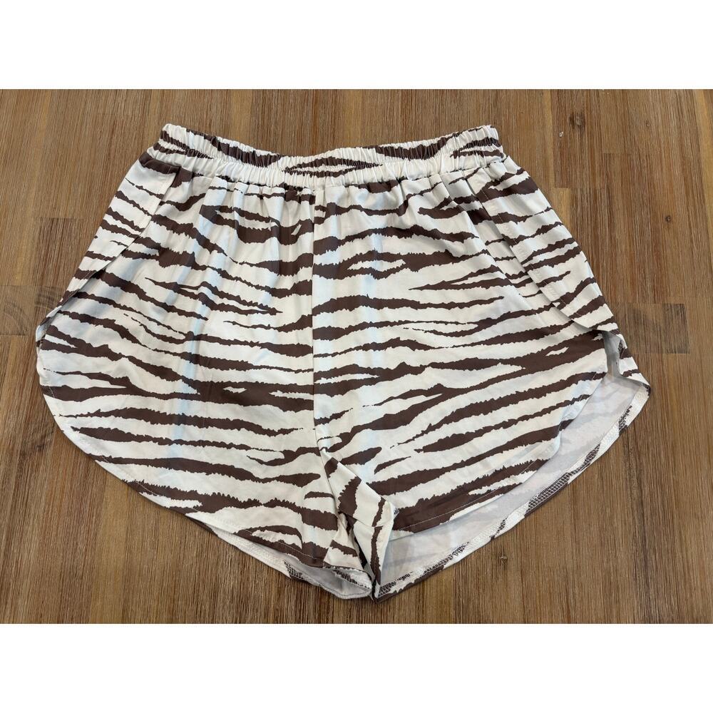 Animal Print pull on Shorts - Brown/White - Size Medium